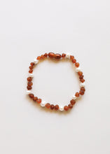 Load image into Gallery viewer, Raw Cognac Baltic Amber + Pearl Halo || Anklet or Bracelet
