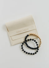 Load image into Gallery viewer, Shungite : 14k Gold Filled Sun + Moon || Stretch Bracelets