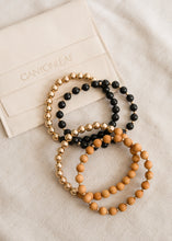 Load image into Gallery viewer, Shungite : 14k Gold Filled Sun + Moon || Stretch Bracelets