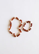 Load image into Gallery viewer, Raw Cognac Baltic Amber + Pearl Halo || Anklet or Bracelet