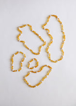Load image into Gallery viewer, Raw Honey Baltic Amber + Pearl Halo || Necklace