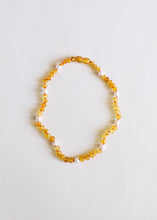 Load image into Gallery viewer, Raw Honey Baltic Amber + Pearl Halo || Necklace Set