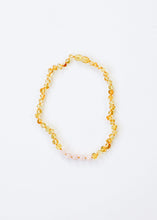 Load image into Gallery viewer, Polished Honey Baltic Amber + Rose Quartz || Necklace