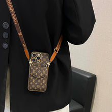 Load image into Gallery viewer, Stylish LV Print Multifunctional iPhone Crossbody Case - with Chain Strap, Stand &amp; Card Slots