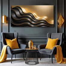 Load image into Gallery viewer, Black and Gold Minimalist Abstract Wall Art IV