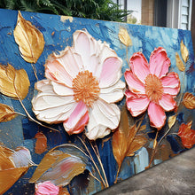 Load image into Gallery viewer, Golden Petals Impasto Wall Art