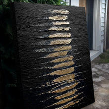 Load image into Gallery viewer, Black And Gold Abstract Minimalist Wall Art