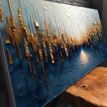 Load image into Gallery viewer, Golden Forest Reflection Abstract Wall Art