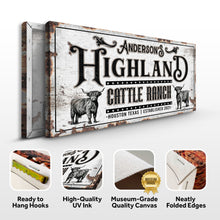 Load image into Gallery viewer, Personalized Highland Cattle Ranch Sign II