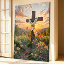 Load image into Gallery viewer, Cross and Flowers Faith Wall Art