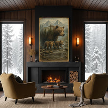 Load image into Gallery viewer, Mother Bear and Cubs Crossing Double Exposure Wall Art