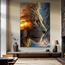 Load image into Gallery viewer, Lion Winter Summer Surrealism Wall Art