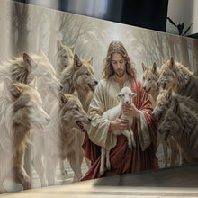 Load image into Gallery viewer, Jesus Protects The Lamb From Wolves Faith Wall Art II