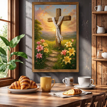 Load image into Gallery viewer, Cross and Flowers Faith Wall Art II