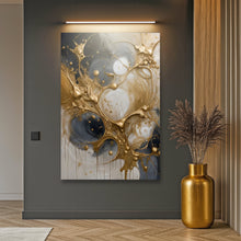 Load image into Gallery viewer, Black and Gold Splash Wall Art