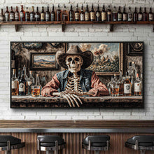 Load image into Gallery viewer, Skeleton Cowboy Barman At Western Saloon Wall Art