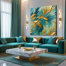 Load image into Gallery viewer, Abstract Gold And Blue Frosty Wall Art