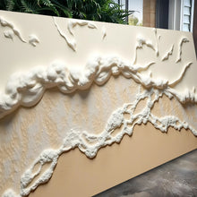 Load image into Gallery viewer, Beige Abstract Ocean Waves Wall Art