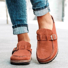Load image into Gallery viewer, Round Toe Low Heel Buckle Loafers