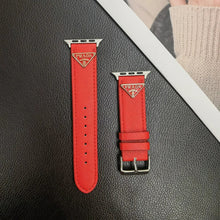 Load image into Gallery viewer, Double Triangle Monogram Label Leather Apple Watch Band