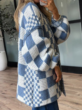 Load image into Gallery viewer, Checkered Open Front Long Sleeve Cardigan