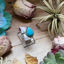 Load image into Gallery viewer, 139 - Sterling Silver Royston Turquoise Medicine Man Eye Stamped Stacking Ring by Jason Ogg