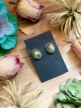 Load image into Gallery viewer, Sterling Silver Rising Phoenix Turquoise Stud Earrings – Handmade by Artist Jason Ogg
