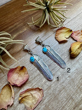 Load image into Gallery viewer, Feather Pendant – Kingman Turquoise &amp; Sterling Silver