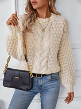 Load image into Gallery viewer, Cable-Knit Round Neck Long Sleeve Sweater