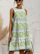 Load image into Gallery viewer, Tiered Printed Round Neck Sleeveless Dress