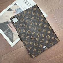 Load image into Gallery viewer, Luxury Canvas Monogram Leather Fresh Summer Theme Pattern Apple iPad case Black