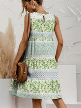 Load image into Gallery viewer, Tiered Printed Round Neck Sleeveless Dress