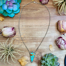 Load image into Gallery viewer, 106 - Sterling Silver Kingman Turquoise Lightning Bolt Fixed Chain Necklace by Jason Ogg