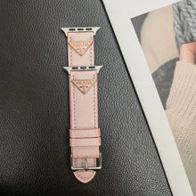 Load image into Gallery viewer, Double Triangle Monogram Label Leather Apple Watch Band