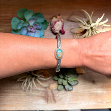 Load image into Gallery viewer, 120 Sterling Silver Easter Blue Turquoise Stamped Stacking Cuff by Jason Ogg