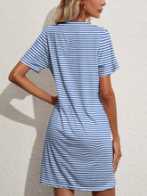 Load image into Gallery viewer, Pocketed Striped Round Neck Short Sleeve Dress