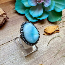 Load image into Gallery viewer, MJ Ring Oval Blue Larimar Sterling Silver