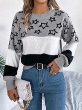 Load image into Gallery viewer, Star Contrast Round Neck Sweater