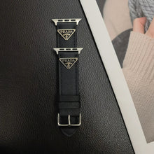 Load image into Gallery viewer, Double Triangle Monogram Label Leather Apple Watch Band