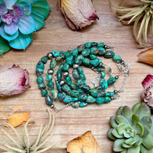 Load image into Gallery viewer, Turquoise Nugget Bracelet with Sterling Silver Pearls – 7” + Extender