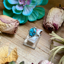 Load image into Gallery viewer, 138 - Sterling Silver Egyptian Turquoise Medicine Man Eye Stamped Stacking Ring by Jason Ogg