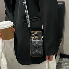 Load image into Gallery viewer, Stylish LV Print Multifunctional iPhone Crossbody Case - with Chain Strap, Stand &amp; Card Slots