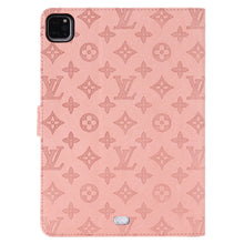 Load image into Gallery viewer, 3D Embossed Canvas Monogram Holster Apple iPad Flip Cover With Stand Function