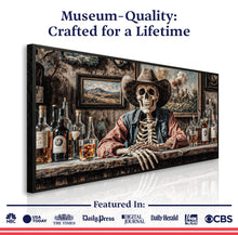 Load image into Gallery viewer, Skeleton Cowboy Barman At Western Saloon Wall Art