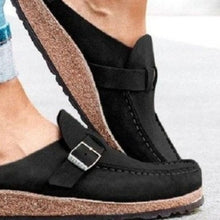 Load image into Gallery viewer, Round Toe Low Heel Buckle Loafers