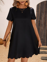 Load image into Gallery viewer, Scalloped Hem Round Neck Short Sleeve Dress