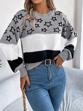 Load image into Gallery viewer, Star Contrast Round Neck Sweater