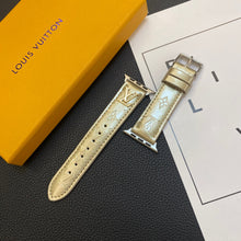 Load image into Gallery viewer, GLOSSY LEATHER APPLE WATCH STRAP LUXURY METAL LOGO