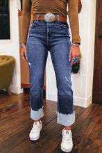 Load image into Gallery viewer, Jacy Cuffs Distressed Straight High Waist Jeans