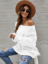 Load image into Gallery viewer, Cable Knit Openwork Off-Shoulder Sweater